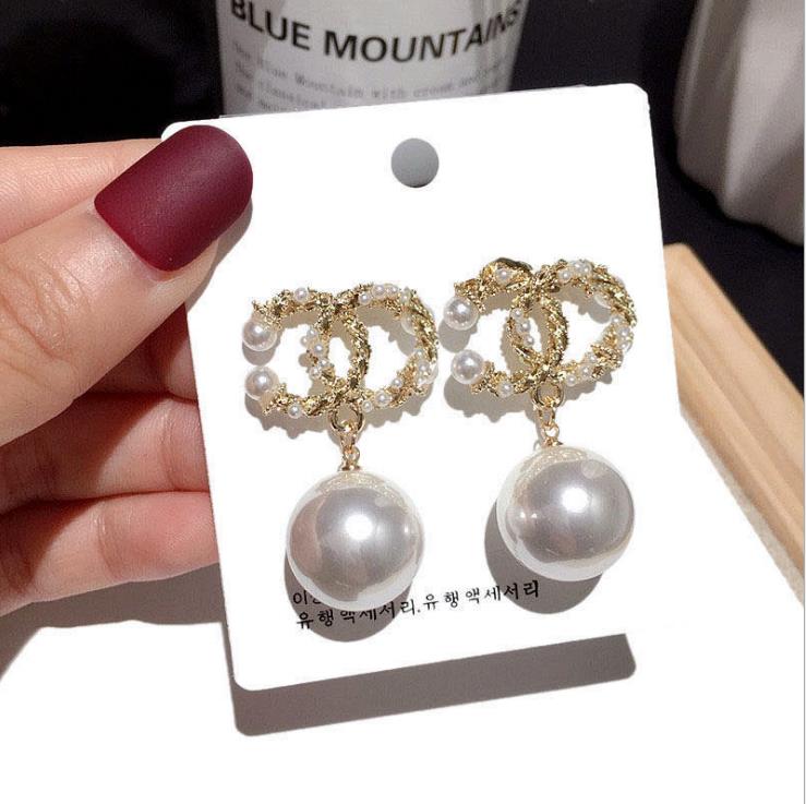 

925 silver needle european and american big brand small fragrance open earrings elegant lady earrings, Golden