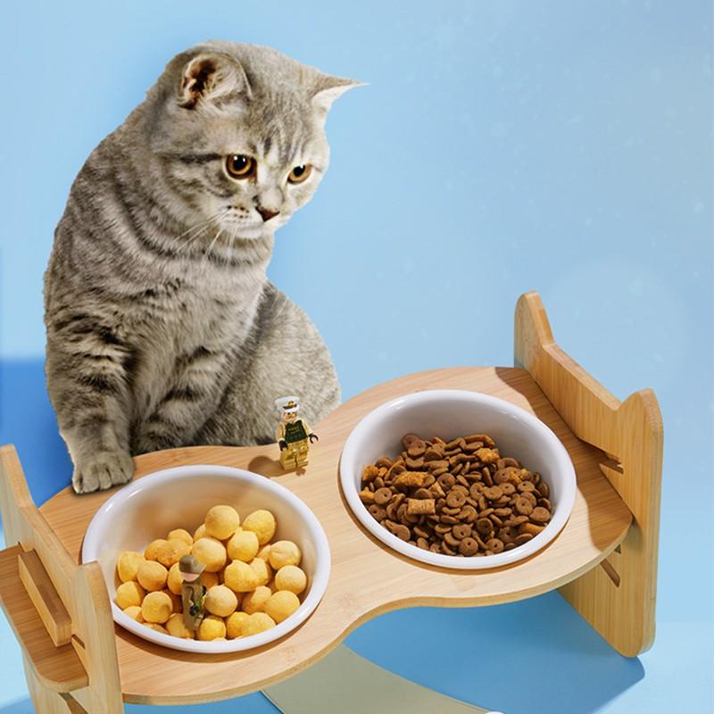 

Cat Bowls & Feeders Pet Water Food Feeder Dispenser Double Bowl Dog Cats Drinking Bottles Feeding Protect Cervical Spine Product