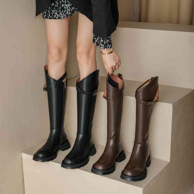 

Boots autumn and winter high boots women's British Brown are thinner than knees long thin EOSE, Black