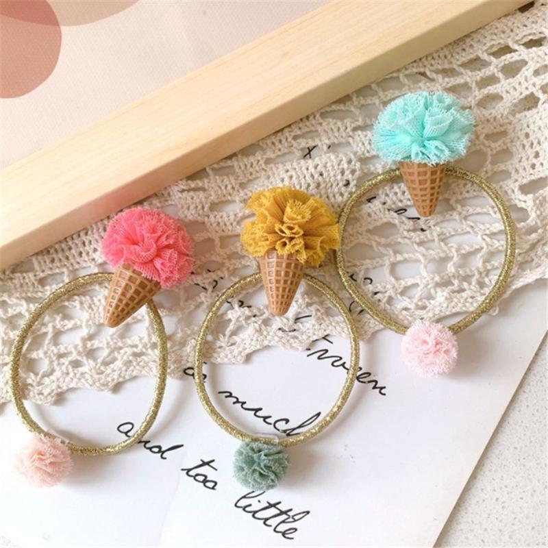

Hair Accessories 5pcs/Lot Cute Yarn Ball Ice Cream Rope Girls Colorful Rings Kids Ponytail Holder Elastic Bands, Slivery;white