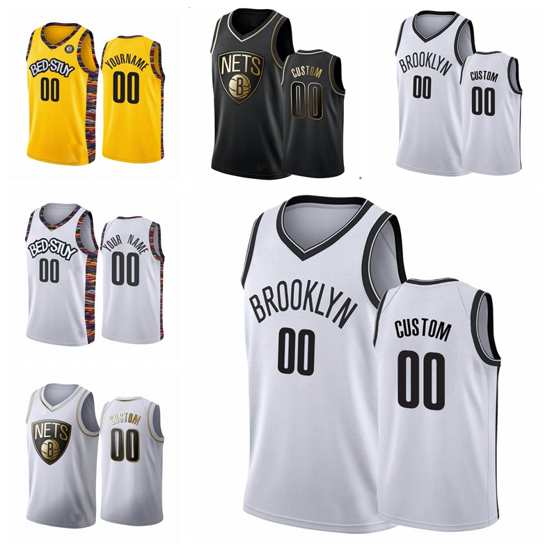 

Basketball Jersey Brooklyn Nets MEN Custom White 2019-20 Women Youth Black Golden S-6XL