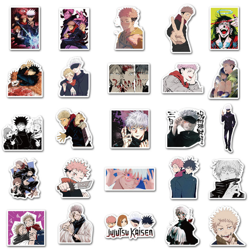 

Jujutsu Kaisen Cartoon 50 Sheets Anime Printing Sticker High Quality Waterproof Can Be Pasted Repeatedly