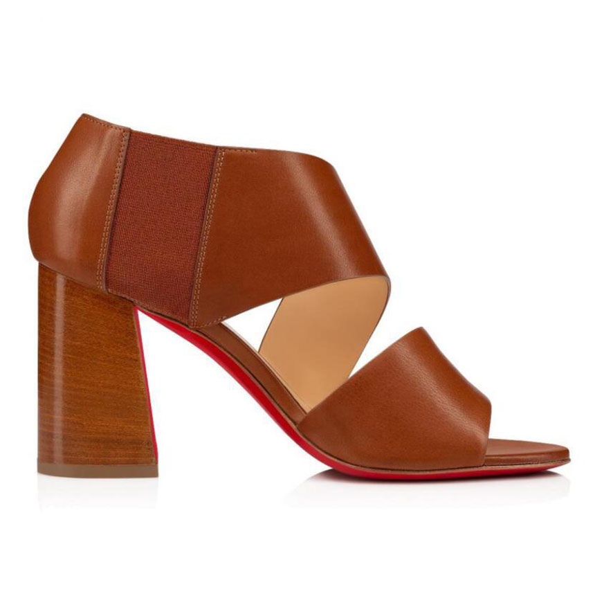 

Italian Brands Red Bottom Sandals For Women's Fibi Calfskin Leather Wide Strap Brown Black Chunky Heels Perfect Dress Party Wedding Lady Sandalias