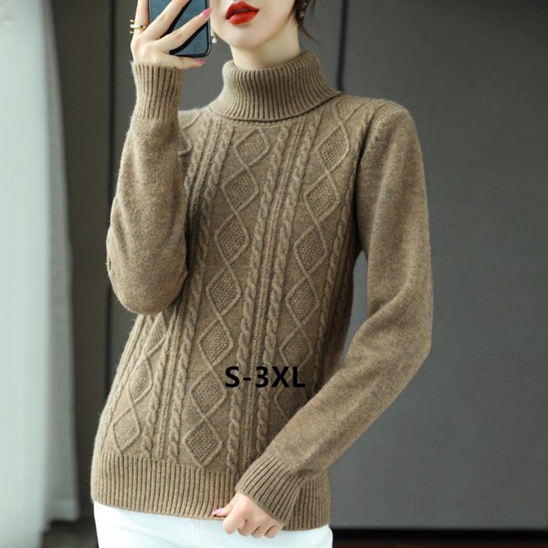 

Women' Sweaters Fdfklak Twist Woolen Sweater Long Sleeve Solid Turtleneck Pullover Lady Slim Pull Femme Autumn Winter Knitwear, Blue