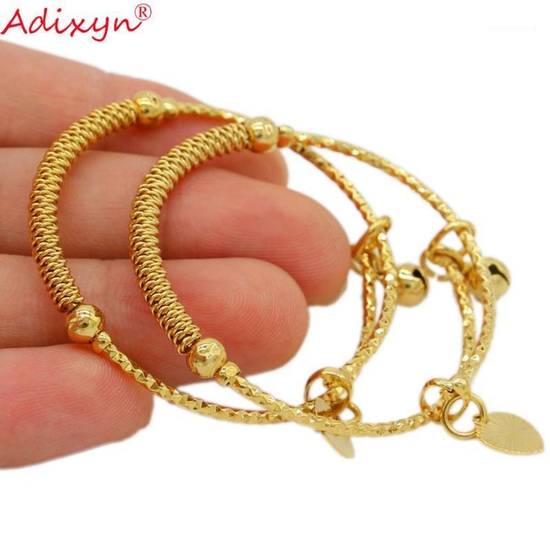 

Adixyn 2pcs/lots Baby Bangles Gold Color Ethiopian For Kids Cute Bracelet/Bangle Trendy African Arab Jewelry N10082 Bangle