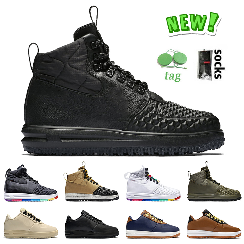 

New Fashion 2021 Lunar 1 Duckboot Platform Shoes Designer Duck Boots LF1 Mens Women Triple Black Grey Medium Olive Tan Night Blue Obsidian Outdoor Sneakers Big Size 13, Black grey 40-47