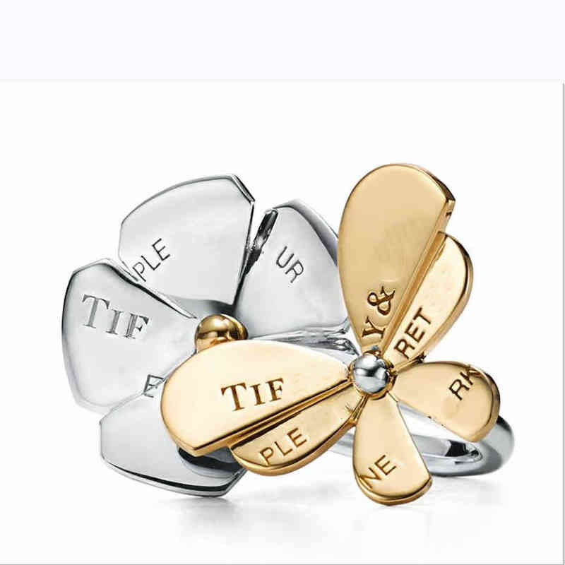 

Hot Selling Tiffy Home Ring 925 Silver Lovebugs Series Flower Butterfly Ring Ins Net Red Gift