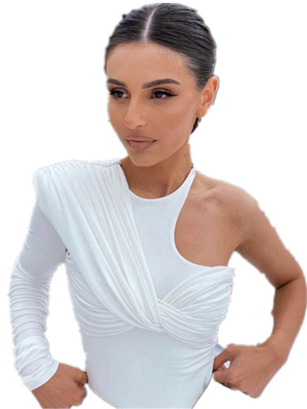 

Womens Jumpsuits Rompers One Shoulder Sexy Backless Twist Bodysuits Long Sleeve Top Slim High Waist Bodysuit Club Party Streetwear