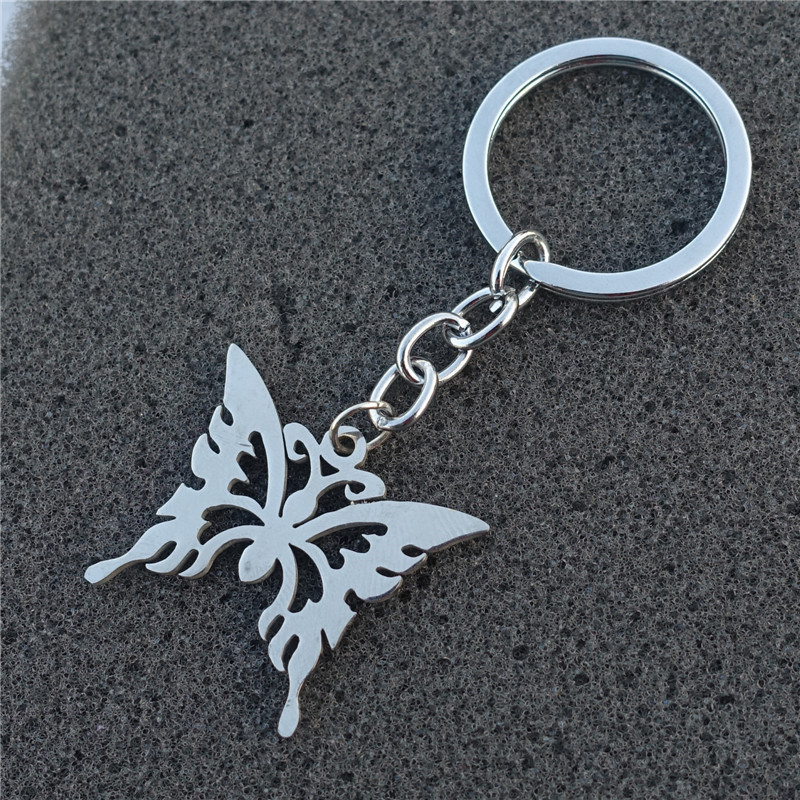 

Hollow Out Butterfly Keyring Stainless Steel Insect Keychain Nice Jewelry For Women Girls