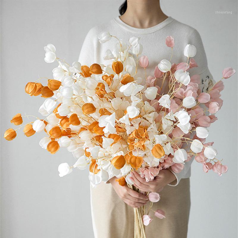 

Bunch Lantern Poppy Artificial Flowers Auspicious Garden Silk Fake Flower Bridal Bouquet Wedding Party Home Office Table Decor