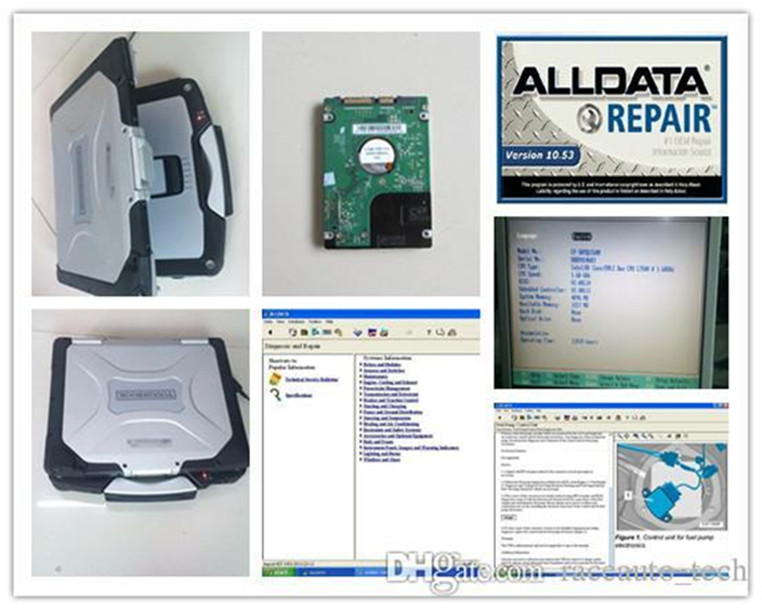 

auto diagnostic tool repair alldata computer 10.53 1tb hdd software install free laptop cf-30 (4g) touch screen all data car & truck ready to use