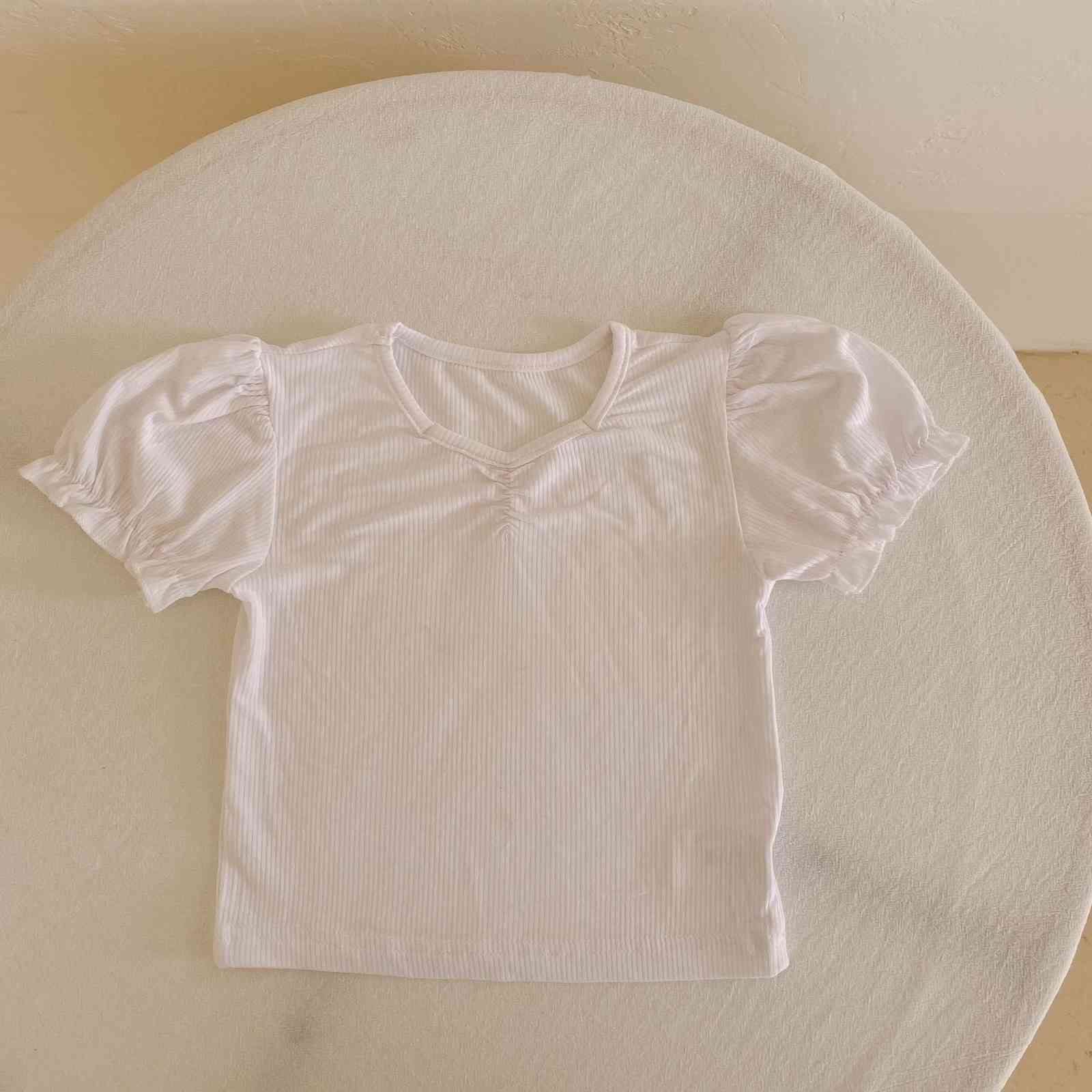 Toddler Baby Girl Solid Fashion Puff Sleeve T Shirt Summer New Kid