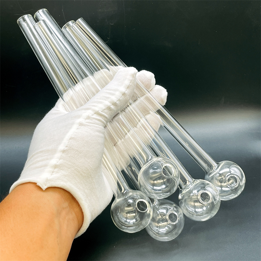 

newest hookahs 8 inch large Pyrex Glass Oil Burner Pipe Clear Color quality pipes transparent Great Tube tubes Nail tips