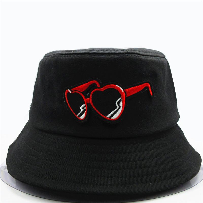 

Cloches Punk Wind Glasses Embroidery Bucket Hat Fisherman Outdoor Travel Sun Cap Hats For Kid Men And Women 205, White