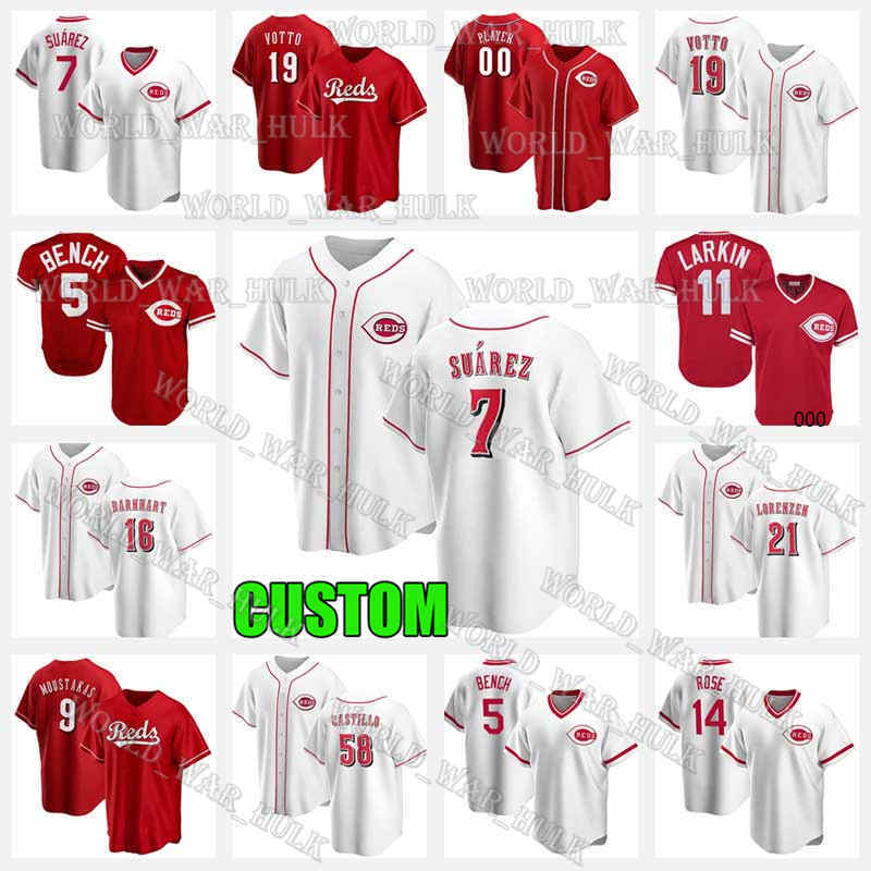 

7 Eugenio Suarez Jersey 19 Joey Votto 5 Johnny Bench Suárez 11 Barry Larkin 16 Tucker Barnhart Michael Lorenzen Cincinnati Baseball Reds, Men custom 2021 new cool base(hongren)