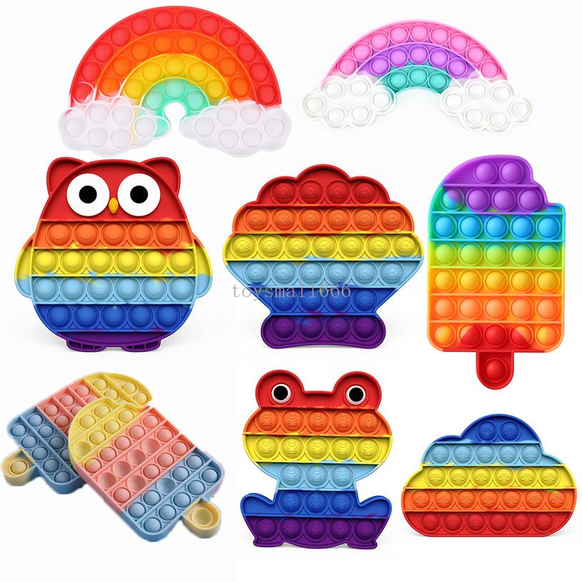 

DHL Rainbow Push It Fidget Toy Sensory Press Bubble Autism Special Needs Anxiety Stress Reliever for Office Workers Fluorescen