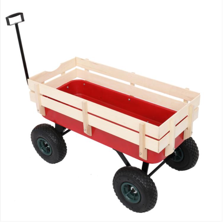 

2022 Watering Equipments 97x43x78cm Iron Wood Four Wheel Garden Wagon, Multi