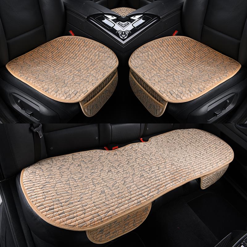 Housses de siège de voiture 3 pièces/ensemble couverture avant arrière en peluche chaud coussin protecteur tapis tampon flocage tissu Auto intéri