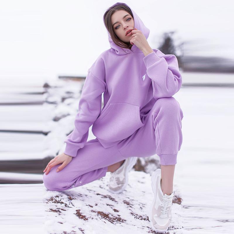 

Women' Two Piece Pants Autumn Winter Sets 2pcs Long Sleeve Hooded Tops With Pocket 2022 Fashion Casual Tracksuits, Black