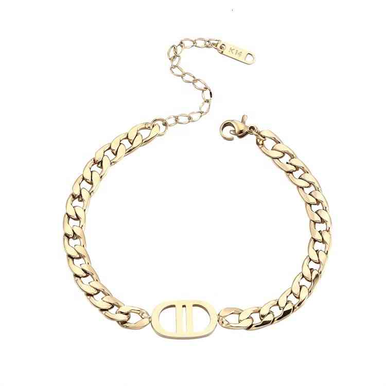 

Ins Western Stainless Steel 14k Gold Cd Necklace Bracelet Vintage Jewelry