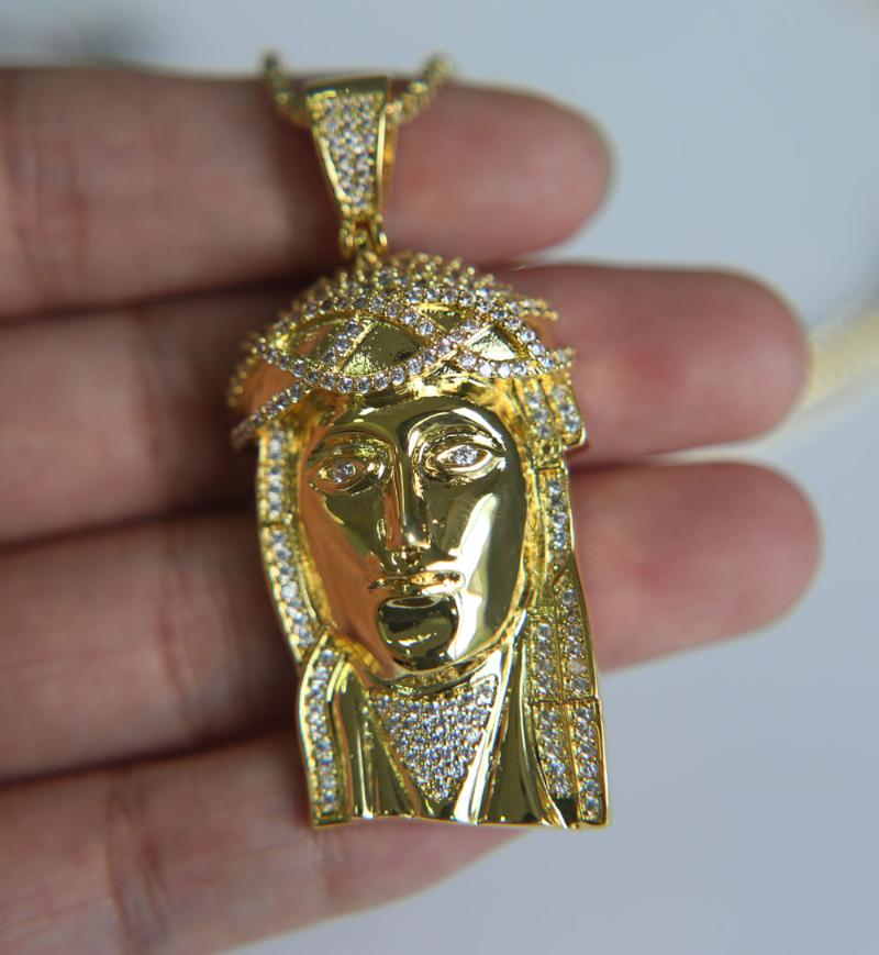 Pendant Necklaces Jesus Piece 60cm Chain Trendy Men Jewelry Women Necklace Gold/Silver Color Hip Hop Bling-image-704212406