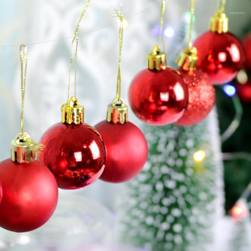 

Party Decoration 24Pcs 4CM Christmas Electroplating Color Plastic Bright Ball Barreled Year Home Bar Ornaments