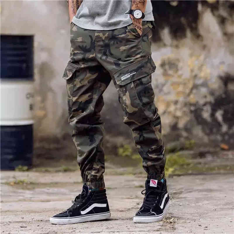 

Men Fashion Streetwear Pants Mens Jogger Camo Harem Pants Street Style Youth Casual Camouflage Slim Fit Ankle Trousers Male 210518, Black
