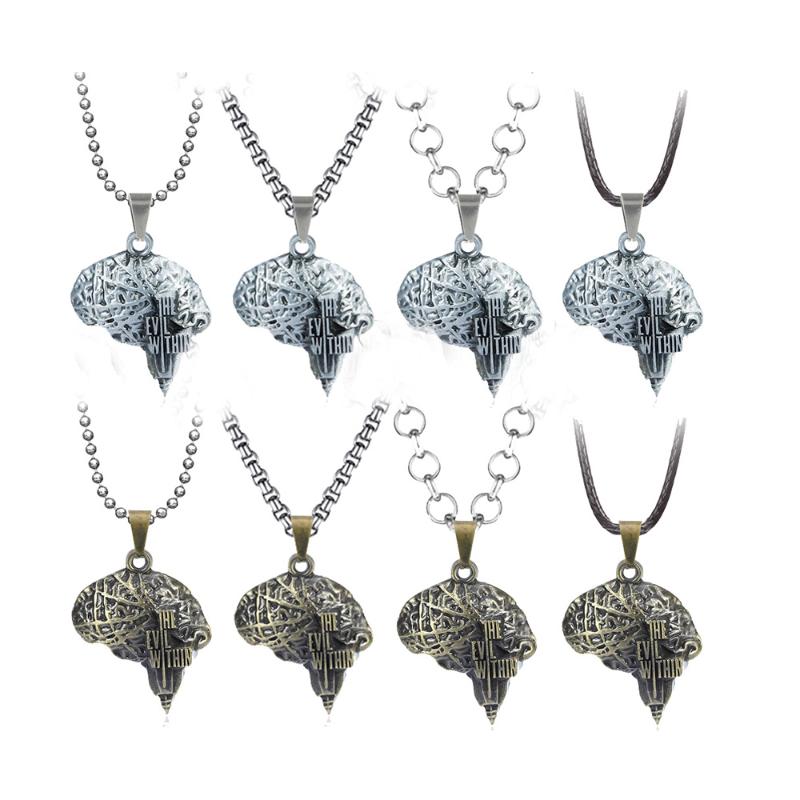 

Pendant Necklaces Game The Evil Within Necklace For Women Men Brain Pattern Accessories Metal Choker Pendants Neck Chain Charm Jewelry Gift, Silver