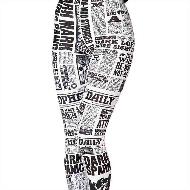 

Newspaper Leggings Women Tattoo Pants Newspaper Fitness Workout 3d Print Sportswear Sexy Women Pants Leggings Soft Body Shape, Black