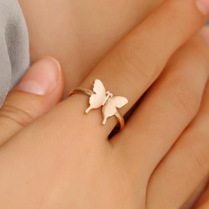 

Cluster Rings Elegant Female Wedding Butterfly Adjustable Ring Charming Women Gold Accessories Fashion Ladies Party Jewelry