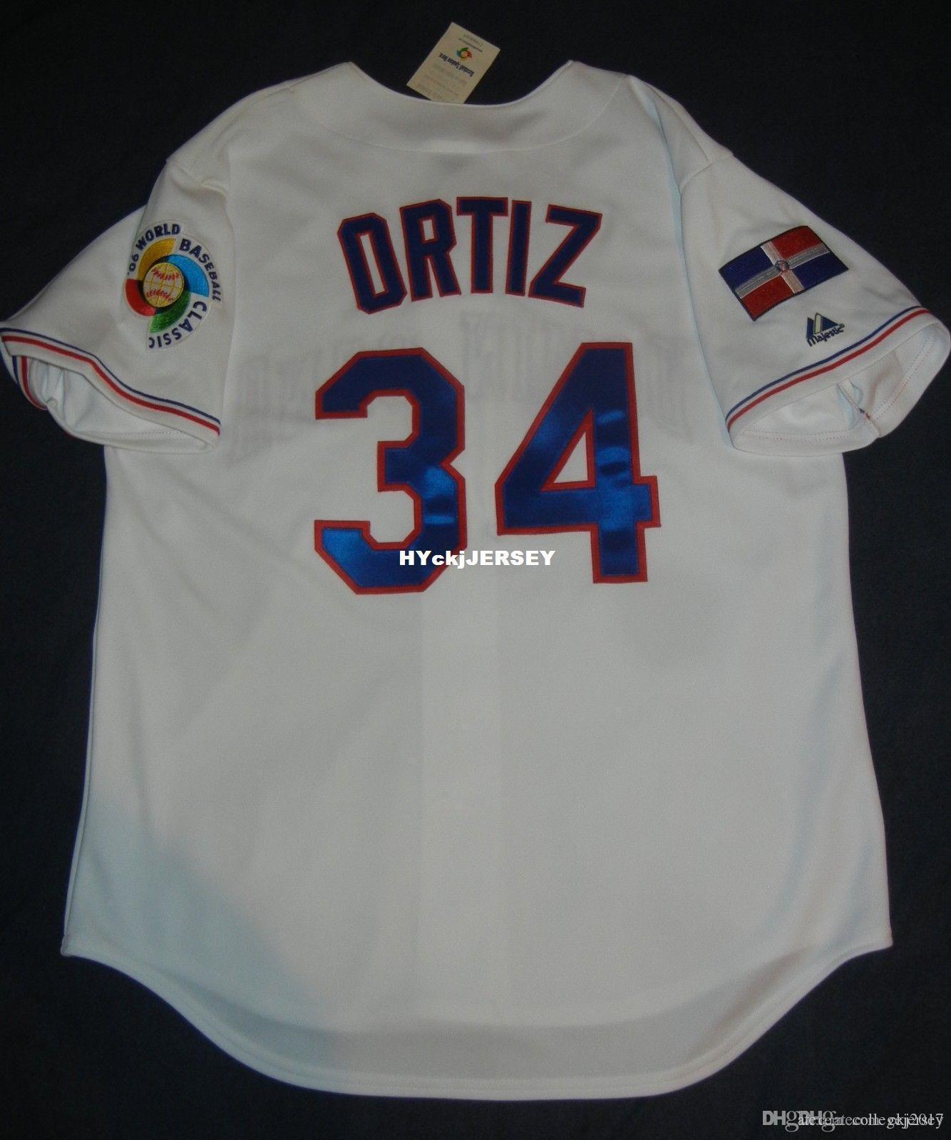 

Cheap Retro #34 DAVID ORTIZ Majestic Dominican WORLD BASEBALL CLASSIC Jersey Boston 06 Mens Stitched Baseball jerseys, White