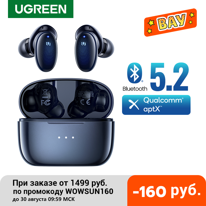 

Headphones & Earphones UGREEN HiTune X5 TWS Wireless Bluetooth 5.2 AptX Qualcomm Chip 70ms Low Latency 28 Hrs Music Gaming Mode