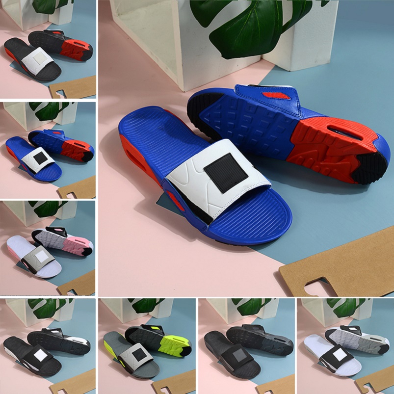 

fashion Summer 90 men women slippers high quality slides 90s triple black white grey outdoor mens flat flip flops beach hotel platform sandals 36-45, Color#1