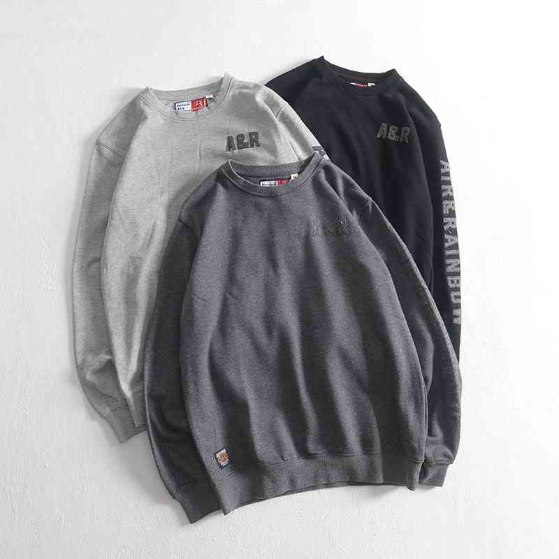 

2021Spring new loose sports Pullover Terry collar long sleeve sweater men's simple cotton versatile jacket, Black