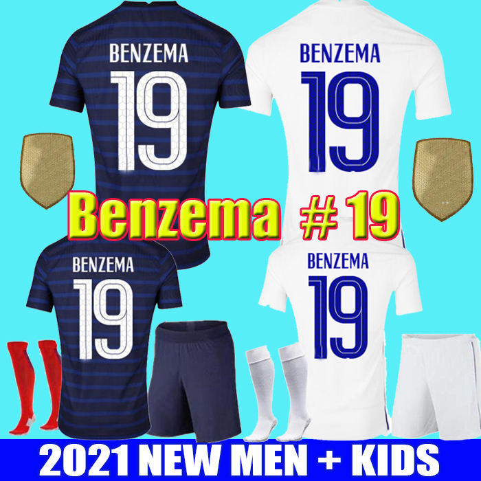 

19 BENZEMA soccer jersey Grieuzmann Mbappe Maillot foot Maillots de football shirt equipe equipment FEKIR PAVARD uniforms 2021 men + kids kit sets socks, Kids away+sock