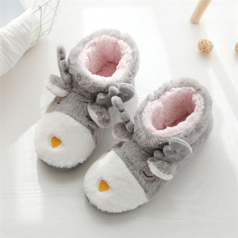 

Slippers Female Christmas Deer Cotton Shoes Cute Non-slip Winter Warm Home Ladies Plush Velvet Indoor Outdoor 40, Black