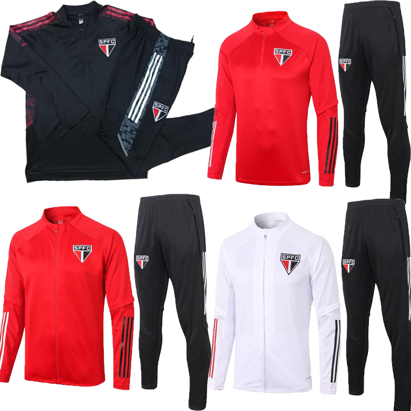 

21 22 Sao Paulo soccer jersey Jacket training suit BRENNER PATO PABLO DANI ALVES 2021 2022 Camisa de futebol Men Kids Half zipper football shirt maillots de foot set, 2020
