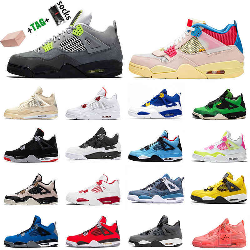 

Luxury With Box 2021 Jumpman Sail 4 Union Bred 4s Mens Womens Basketball Shoes Retro mens sports trainers sneakers size 13, A34 silt red 36-47
