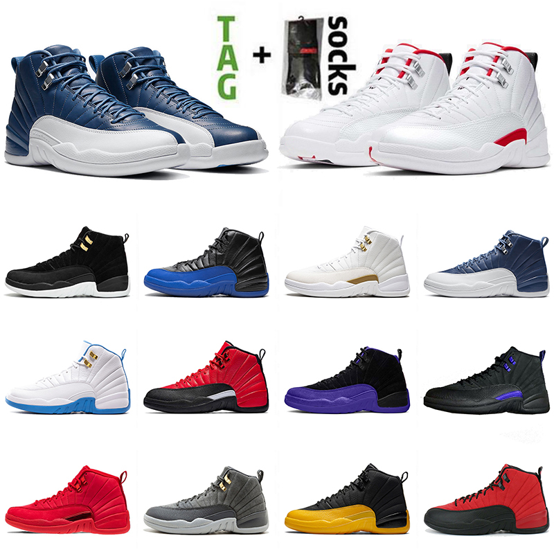 

Wholesale Jumpman 12 12s Men Basketball Shoe Retro University Gold Stone Blue Reverse Flu Game Dark Grey Sports Trainers Sneakers Size 40-47