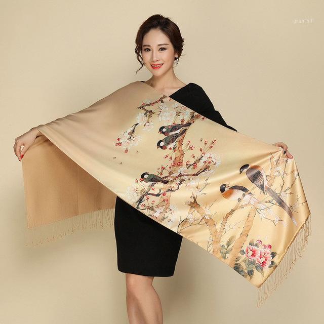

Luxury Designer Ladies Big Scarf Women Brand Wraps Double-deck Thickening Brush Cashmere Silk Winter Warm Shawl Scarves, Blue;gray