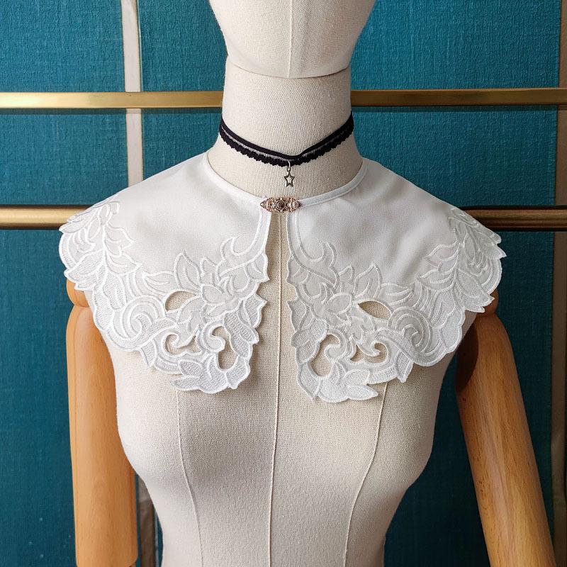 

Bow Ties Vintage White Lapel False Collar Shawl Women Shoulder Wraps Sweater Dress Fake Detachable Collars Nep Kraagie, Black;gray