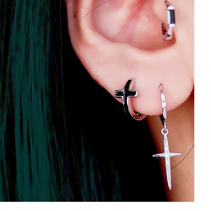 

Dangle & Chandelier 925 Sterling Silver Earring Fashion Cross Drop Geometric Strip Shape Zircon Ear Ring OL French Style Woman Girl Jewe