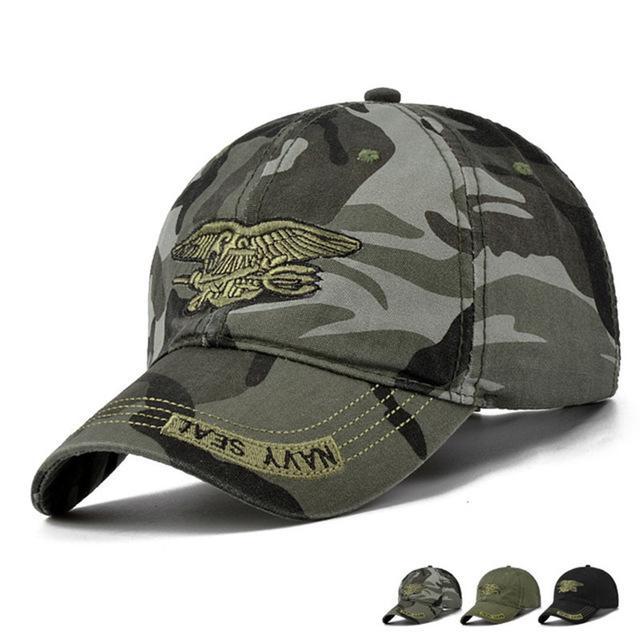 

Caps & Hats Summer Men's Navy Seal Camouflage Cotton Canvas Baseball Cap Sun Hat Outdoors Casual Snapback, Gn