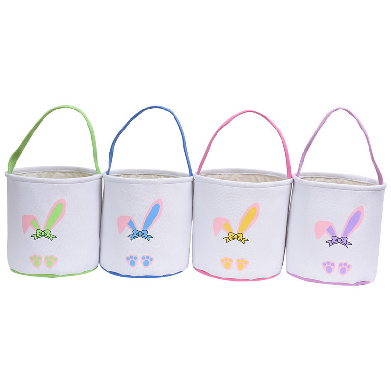 

Lovely Easter Bunny Bucket Festive Rabbit Footprint Candy Basket Kids Gifts Handbag Outdoor Camping Picnic Baskets