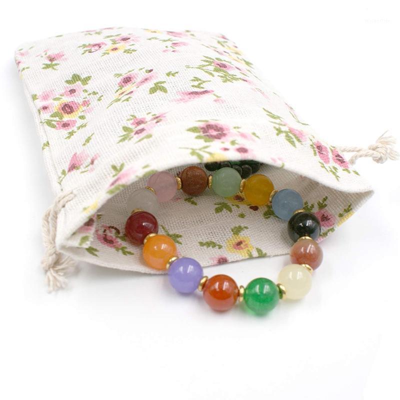 

Gift Wrap 50Pcs Floral Burlap Drawstring Bags Linen Bag Packing Storage Jewelry Pouches Sacks For Christmas Wedding Party Show