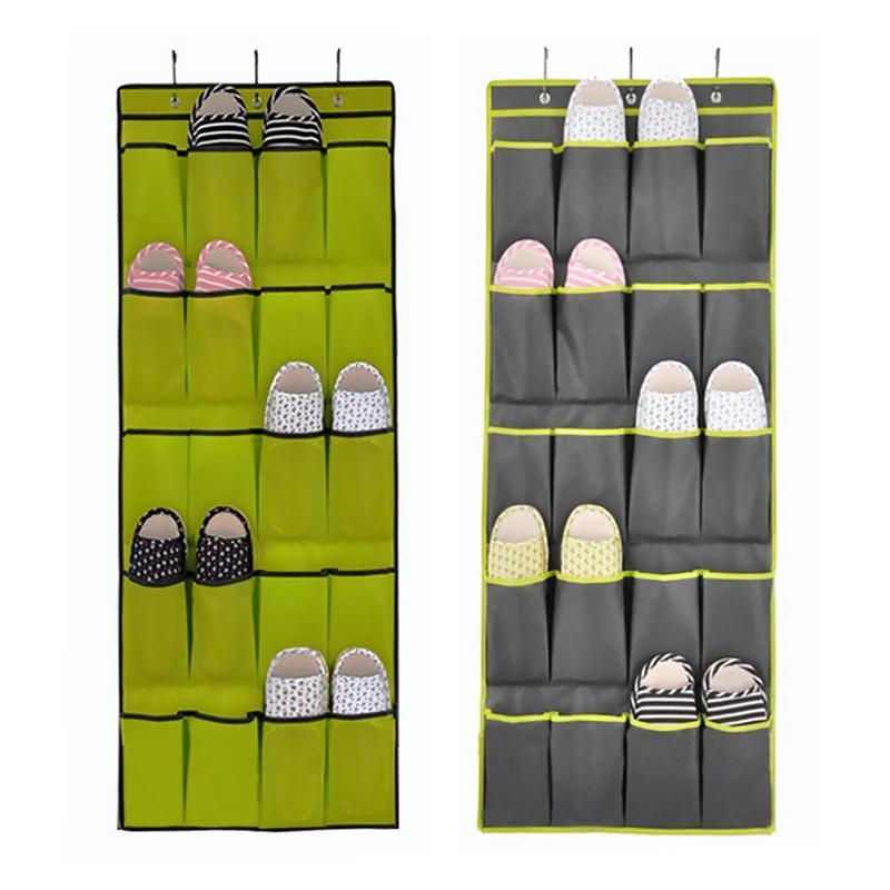 

Storage Boxes & Bins Wall Hanging Shoes Bag Multi Layer Large Non-woven Mesh Pocket Household Items Room Rack Organizer Stainless Steel Hook, Green