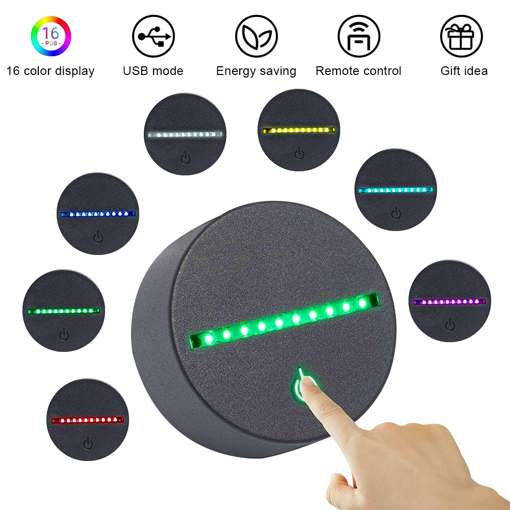 

3D Night LED Light Lamp Base, LED 3D Illusion Night Lights, 7 Colors Changing for bedroom child room living shop cafe office