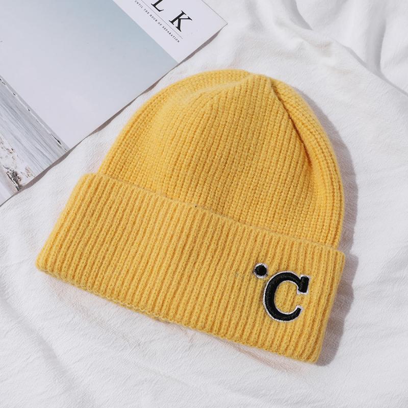 

Beanie/Skull Caps YQYXCY Winter Hats For Women Beanie Embroidered Letter Solid Color Thick Warm Knitted Cap Casual Simple Hat Female 2021, Blue;gray