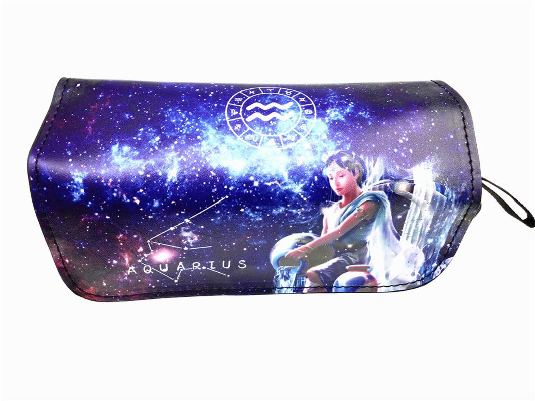 

Twelve Constellations Pencil Holder PU + Canvas Cosmetic Bag Student Stationery Pouch Makeup Organizer Bags & Cases
