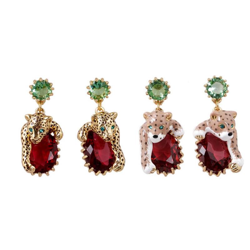 

Stud European And American Personality Hand-painted Enamel Glaze Jaguar Earrings Exaggerated Niche Design